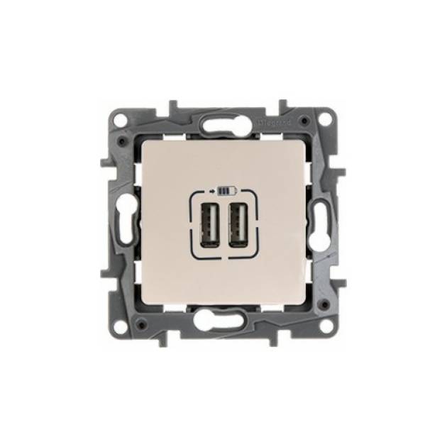 Niloé kettős USB-A+A töltőaljzat - 3 A - 15 W, bézs 