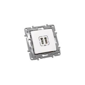 Niloé kettős USB-A+A töltőaljzat - 3 A - 15 W, fehér