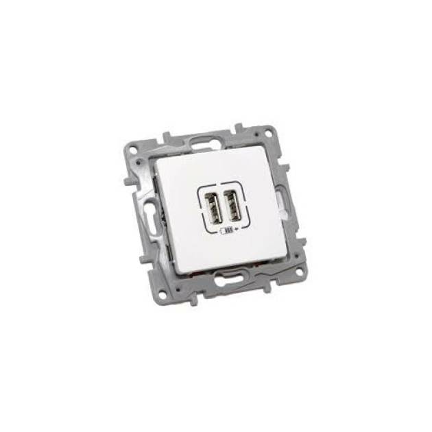 Niloé kettős USB-A+A töltőaljzat - 3 A - 15 W, fehér 