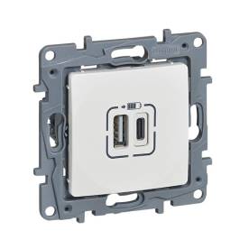 Niloé kettős USB-A+C töltőaljzat - 3 A - 15 W, fehér