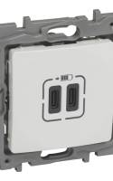 Niloé kettős USB-C+C töltőaljzat - 3 A - 15 W, fehér