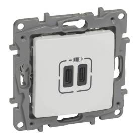 Niloé kettős USB-C+C töltőaljzat - 3 A - 15 W, fehér