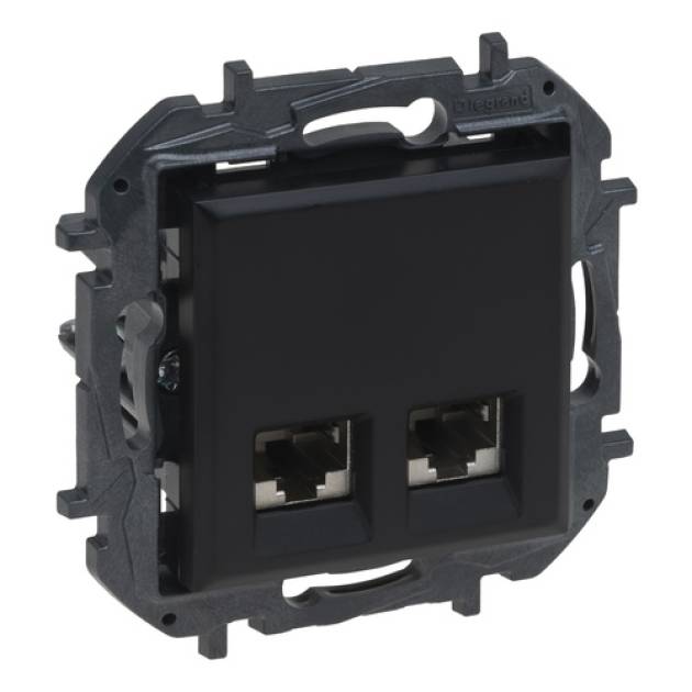 Niloé Step 2xRJ45 Cat.6 STP aljzat, fekete 