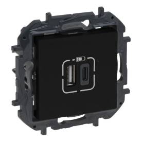 Niloé Step 2xUSB-A+C töltőaljzat 5V 3A 15W, fekete