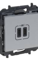 Niloé Step 2xUSB-C töltőaljzat 5V 3A 15W, alumínium