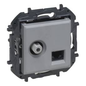 Niloé Step "F" típusú TV aljzat + RJ45 Cat. 6 UTP aljzat, alumínium