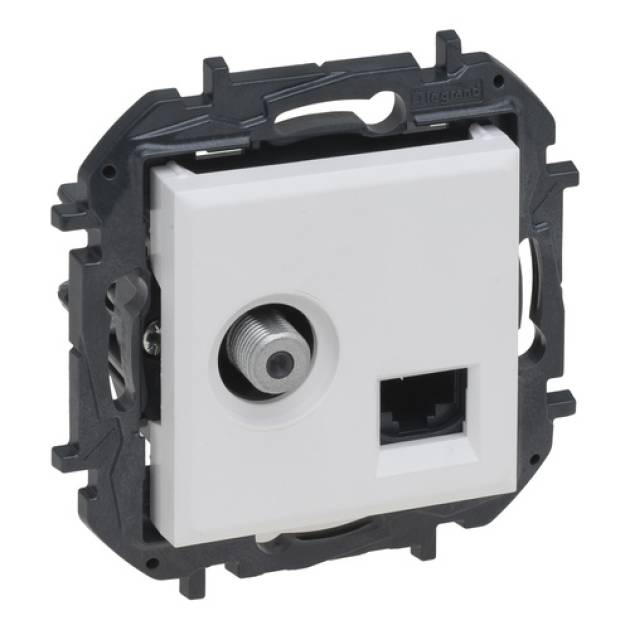 Niloé Step "F" típusú TV aljzat + RJ45 Cat. 6 UTP aljzat, fehér 