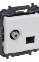 Niloé Step "F" típusú TV aljzat + RJ45 Cat. 6 UTP aljzat, fehér