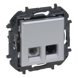 Niloé Step RJ45 Cat.6 UTP + 1xRJ11 aljzat, alumínium