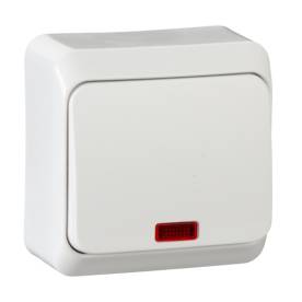 PRIMA Egypólusú kapcsoló, jelzőfényes, 10AX, fehér