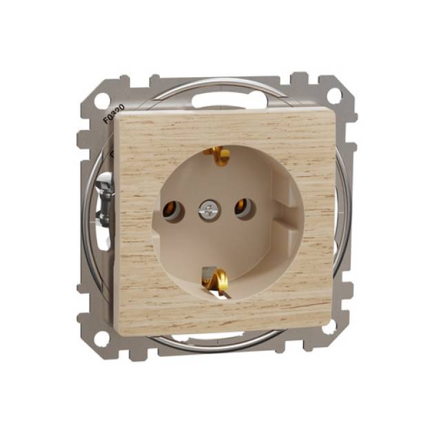 SEDNA 2P+F csatlakozóaljzat, rugós bekötés, 16A, nyír 