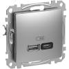 SEDNA Dupla USB gyorstöltő, A+C, 45W, alumínium 