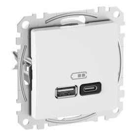 SEDNA Dupla USB gyorstöltő, A+C, 45W, fehér