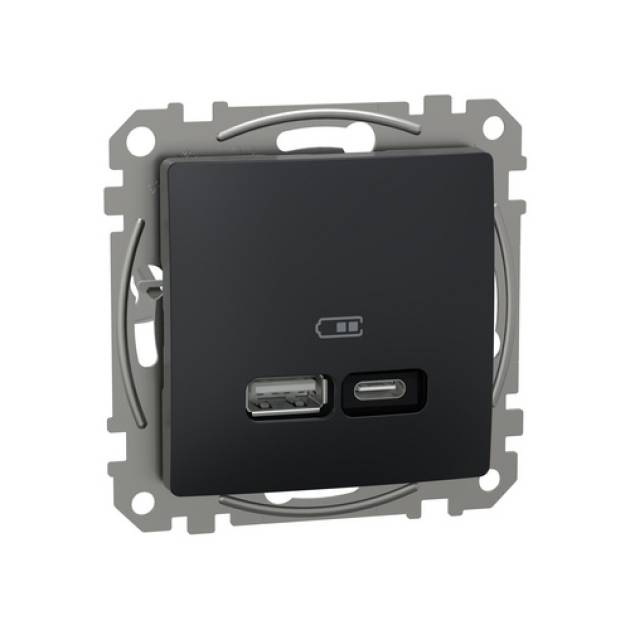 SEDNA Dupla USB töltő, A+C, 21W, antracit 