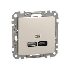 SEDNA Dupla USB töltő, A+C, 21W, bézs