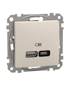 SEDNA Dupla USB töltő, A+C, 21W, bézs