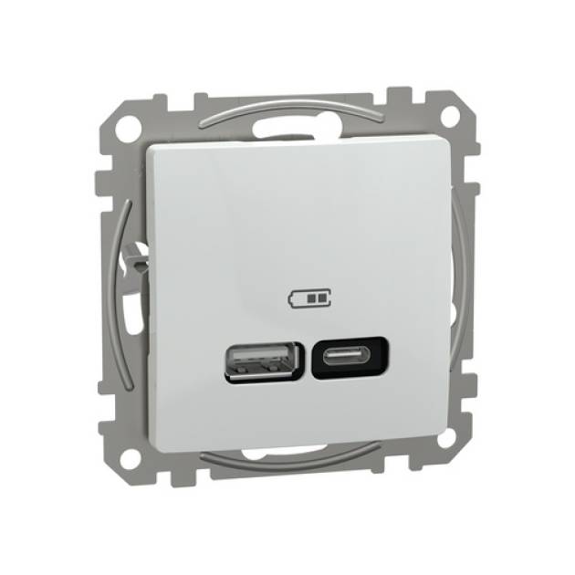 SEDNA Dupla USB töltő, A+C, 21W, fehér 