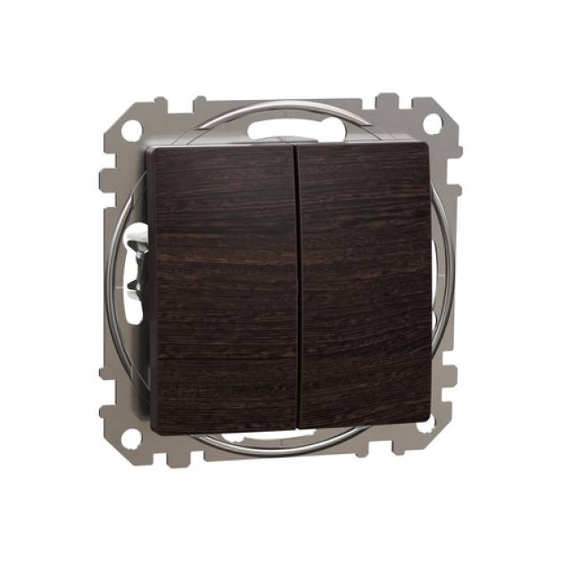 SEDNA Kettős váltókapcsoló, rugós bekötés, 10AX, (106+6), wenge 