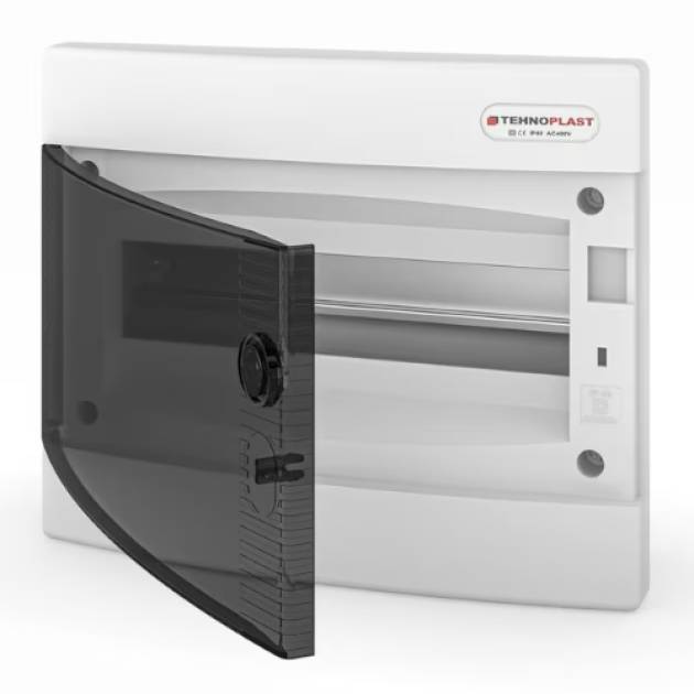 SÜLLYESZTETT KISELOSZTÓ DOBOZ, C SOROZAT, 12MODULOS,ÁTLÁTSZÓ AJTÓ 