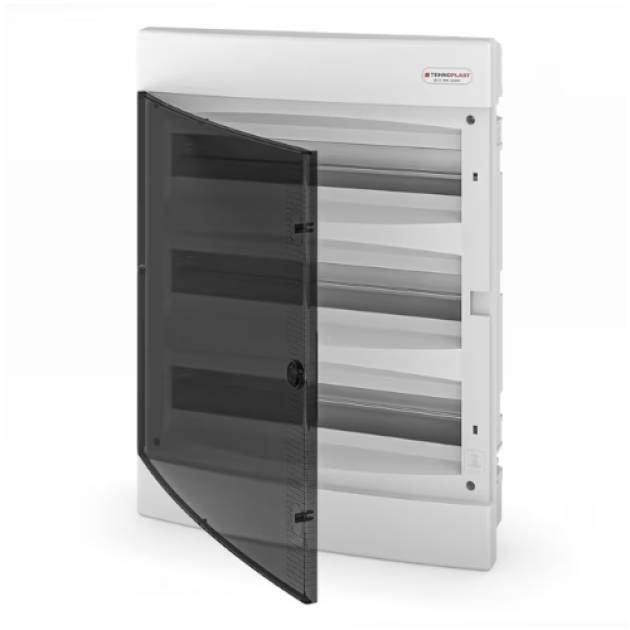 SÜLLYESZTETT KISELOSZTÓ DOBOZ, C SOROZAT, 54MODULOS,ÁTLÁTSZÓ AJTÓ-3SOROS 