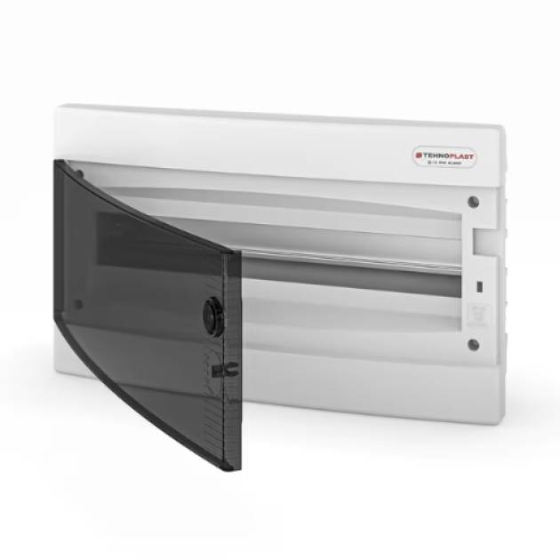 Süllyesztett lakáselosztó doboz, C sorozat, 18modulos, átlátszó ajtó-1soros,392x 