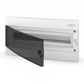 Süllyesztett lakáselosztó doboz, C sorozat, 24 modulos, átlátszó ajtó, 1soros,50