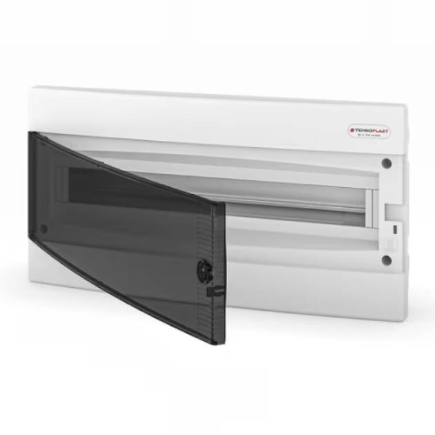 Süllyesztett lakáselosztó doboz, C sorozat, 24 modulos, átlátszó ajtó, 1soros,50 