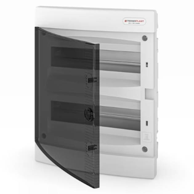 Süllyesztett lakáselosztó doboz, C sorozat, 24modulos, átlátszó ajtó-2soros,283x 