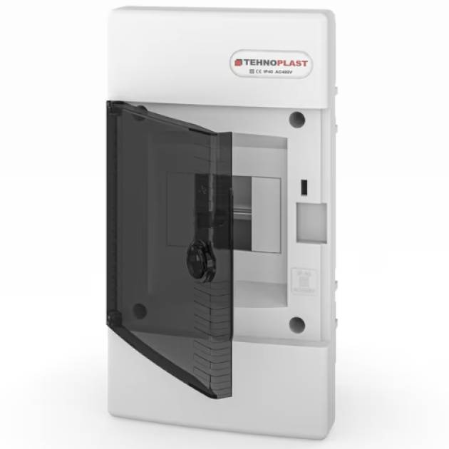 Süllyesztett lakáselosztó doboz, C sorozat, 4modulos, átlátszó ajtó-1soros,232x1 