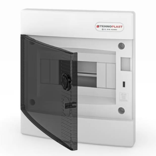 Süllyesztett lakáselosztó doboz, C sorozat, 8modulos,átlátszó ajtó-1soros,211x23 