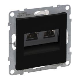 Suno 2xRJ45 Cat.6 STP aljzat, fekete