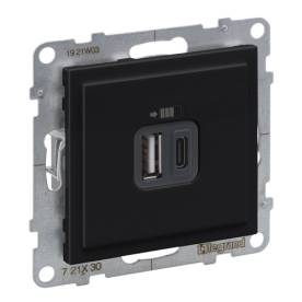Suno 2xUSB-A+C töltőaljzat, 3 A - 15 W,  fekete