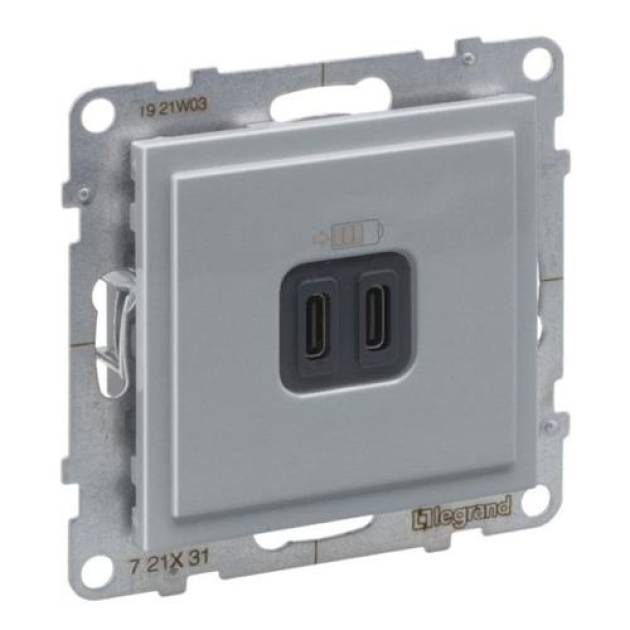 Suno 2xUSB-C töltőaljzat, 3 A - 15 W, alumínium 