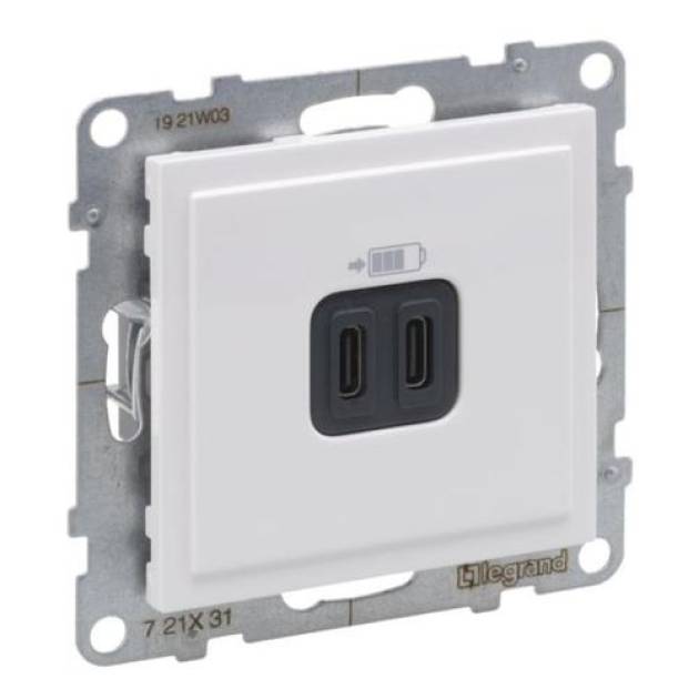 Suno 2xUSB-C töltőaljzat, 3 A - 15 W, fehér 