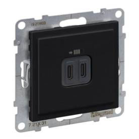 Suno 2xUSB-C töltőaljzat, 3 A - 15 W, fekete