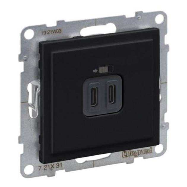 Suno 2xUSB-C töltőaljzat, 3 A - 15 W, fekete 