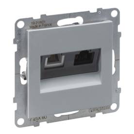 Suno RJ 11 + RJ 45 Cat.6 UTP aljzat, alumínium