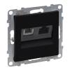 Suno RJ 11 + RJ 45 Cat.6 UTP aljzat, fekete 