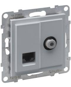 Suno TV "F" típus + RJ45 Cat.6 UTP aljzat, alumínium