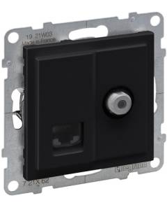 Suno TV "F" típus + RJ45 Cat.6 UTP aljzat, fekete