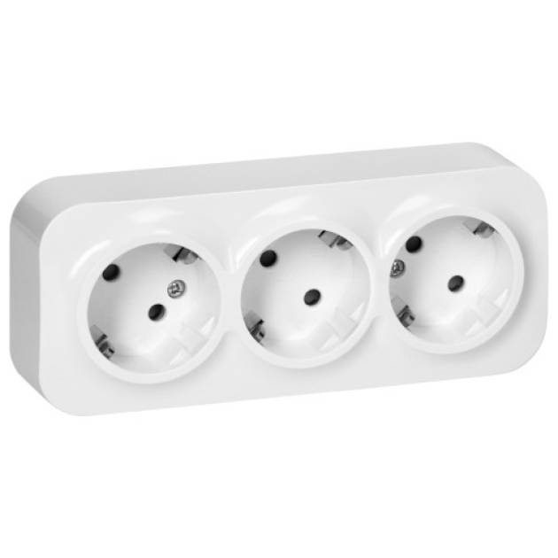 TODO IP20 falon kívüli 3x 2P+F csatlakozóaljzat, 16 A, fehér