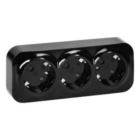 TODO IP20 falon kívüli 3x 2P+F csatlakozóaljzat, 16 A, fekete