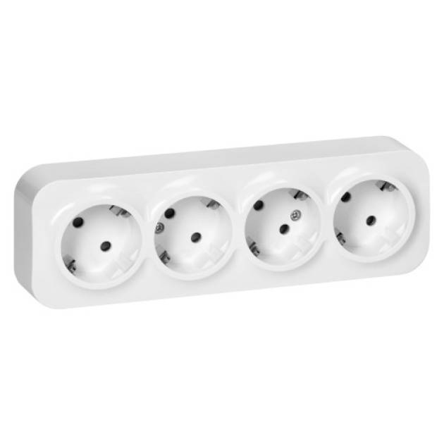 TODO IP20 falon kívüli 4x 2P+F csatlakozóaljzat, 16 A, fehér