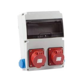 TP Electric ipari csatl. doboz 220x300mm 2x(5P 16A) + 2x(2P+F) oldalára szerelt
