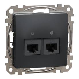 ÚJ SEDNA 2xRJ45 Cat5e UTP aljzat, antracit