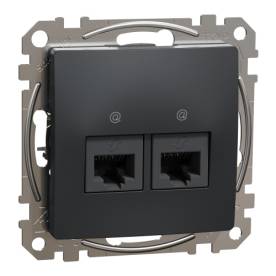 ÚJ SEDNA 2xRJ45 Cat6 UTP aljzat, antracit