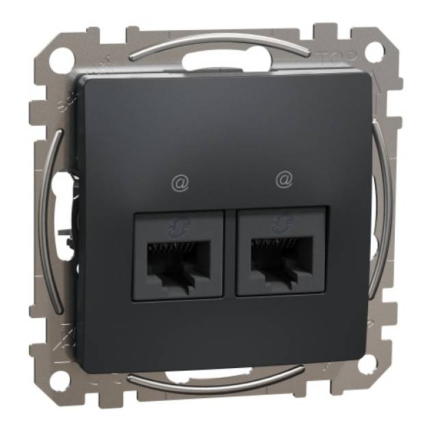 ÚJ SEDNA 2xRJ45 Cat6 UTP aljzat, antracit 