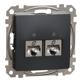 ÚJ SEDNA 2xRJ45 Cat6A STP aljzat, antracit