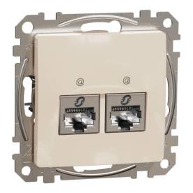 ÚJ SEDNA 2xRJ45 Cat6A STP aljzat, bézs