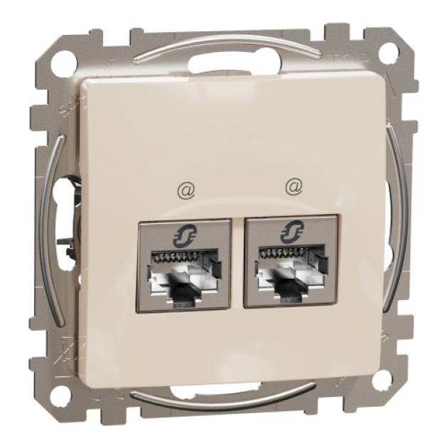 ÚJ SEDNA 2xRJ45 Cat6A STP aljzat, bézs 